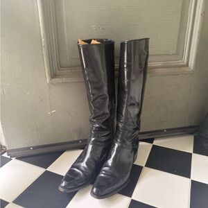 Prada Classic Black Leather Knee-High Boots